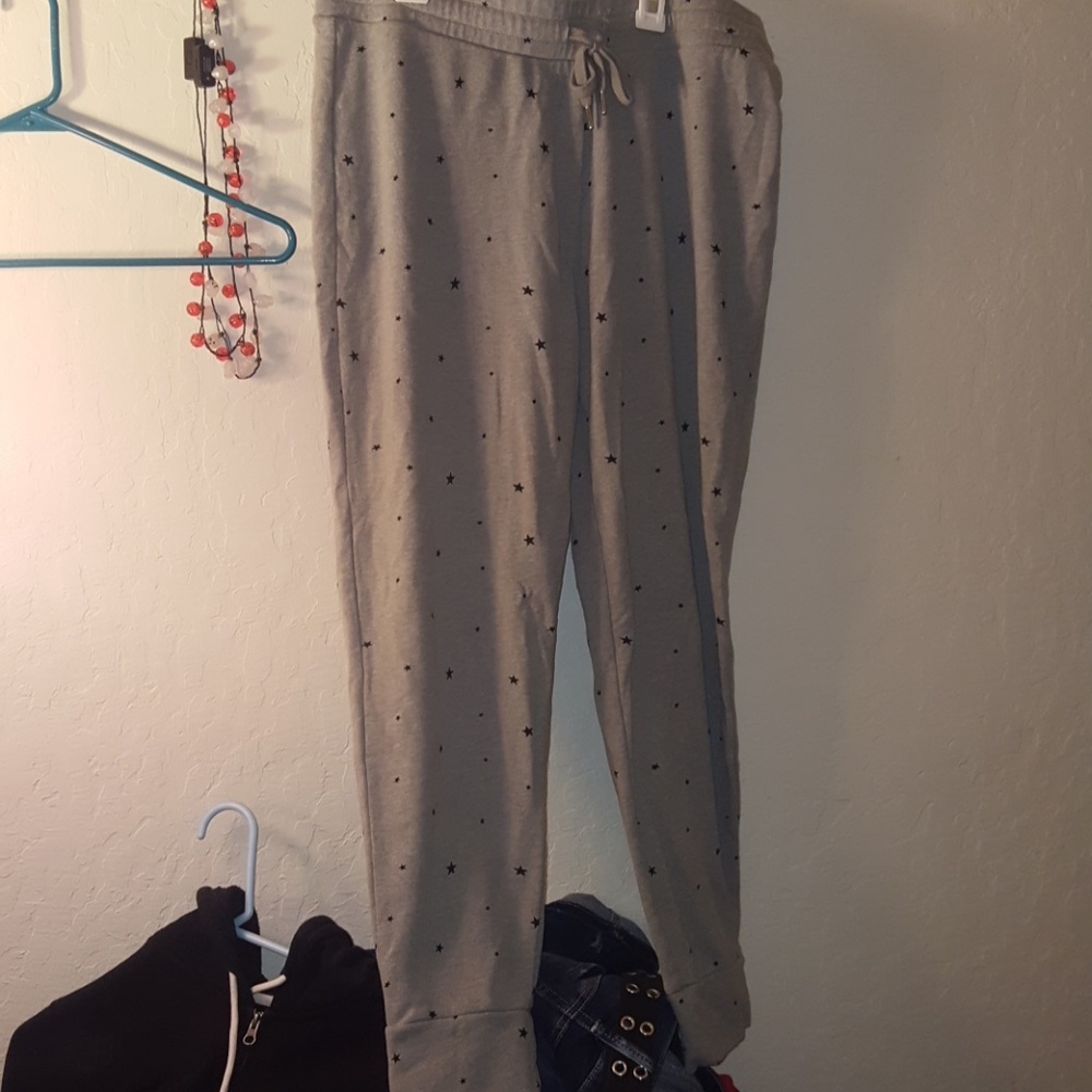 Women's grey & blue star jogger sweatpants size L